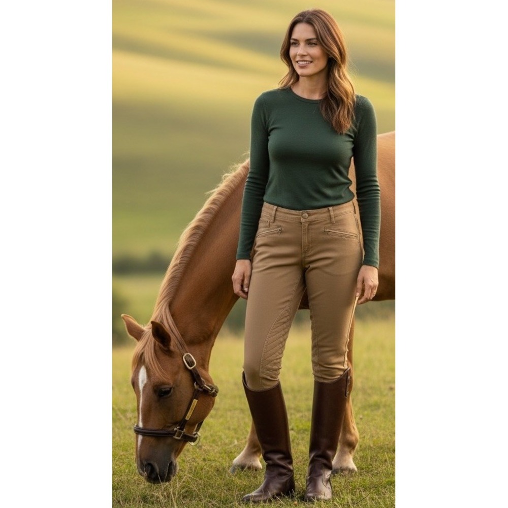Ralph Lauren Sport Cotton Horse Riding Pants Womens Equestrian Breeches Tan 28"